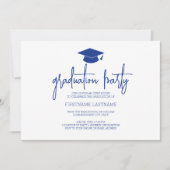 Kalligrafie Modern Minimal Afstuderen Navy Kaart (Voorkant)