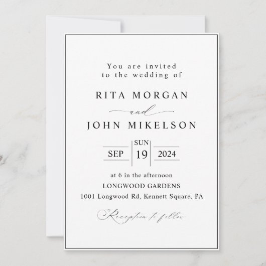 Kalligrafie Modern Minimalistisch Script Wedding Kaart (Voorkant)