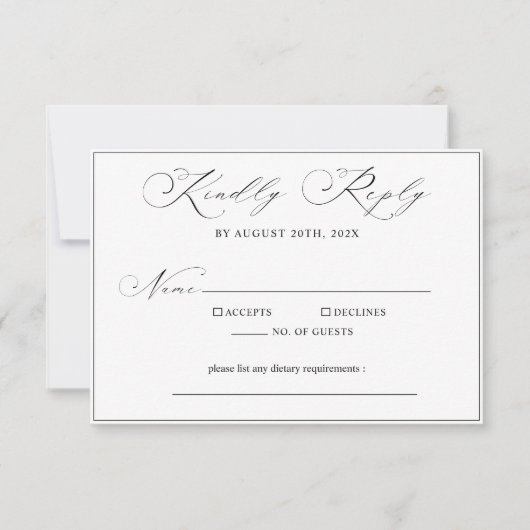 Kalligrafie Modern Minimalistisch Script Wedding RSVP Kaartje (Voorkant)