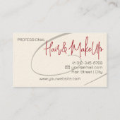 Kalligrafie Modern Professioneel Haar Studio Twirl Visitekaartje (Achterkant)