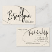 Kalligrafie Modern Professioneel Haar Studio Twirl Visitekaartje (Voorkant / Achterkant)