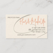 Kalligrafie Modern Professioneel Haar Studio Twirl Visitekaartje (Achterkant)