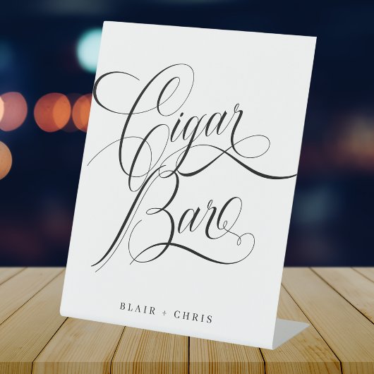 Kalligrafie Modern Trouwsigaar Bar Trouwbord Reclamebord Met Voetstuk