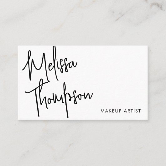 Kalligrafie Modern Wit Minimalist Visitekaartje (Voorkant)