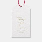 Kalligrafie Moderne Elegante Gouden Bruiloft Dank  Cadeaulabel (Voorkant)