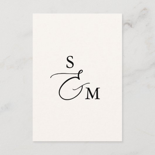 Kalligrafie Monogram Beige Wedding Details Informatiekaartje (Achterkant)