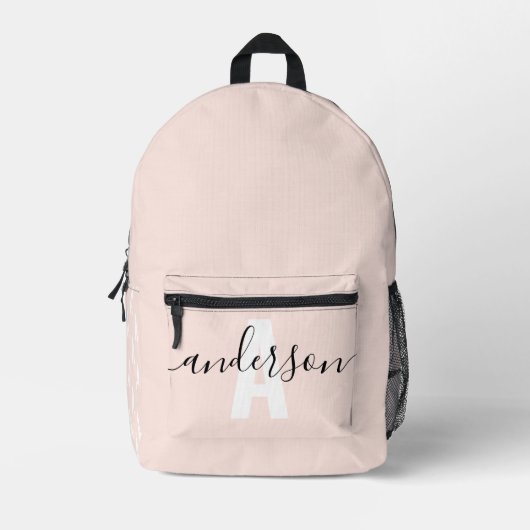 Kalligrafie Monogram Blush Pink Bedrukte Rugzak (Voorkant)