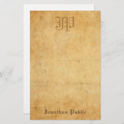 kalligrafie Monogram Cool Old Paper Kijk Briefpapier (Voorkant / Achterkant)