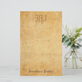 kalligrafie Monogram Cool Old Paper Kijk Briefpapier (Staand voorkant)
