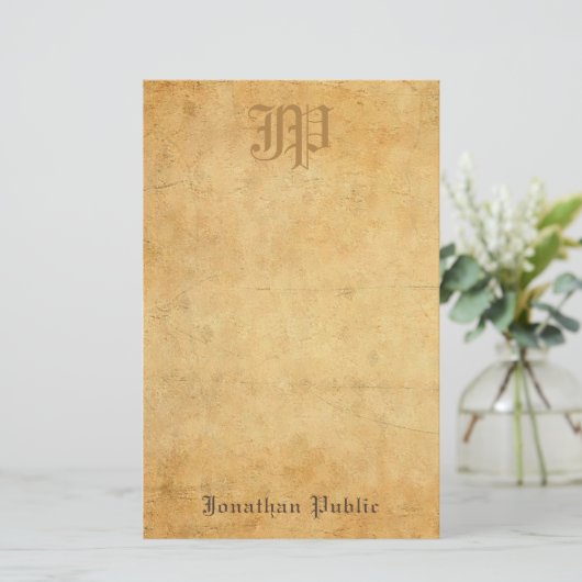  kalligrafie Monogram Cool Old Paper Kijk Briefpapier (Staand voorkant)