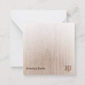 Kalligrafie Monogram Custom Wood Look Oud Notitiekaartje (Achterkant)