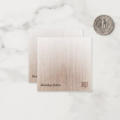 Kalligrafie Monogram Custom Wood Look Oud Notitiekaartje (Voorkant / Achterkant in situ)