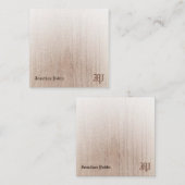 Kalligrafie Monogram Custom Wood Look Oud Notitiekaartje (Voorkant / Achterkant)