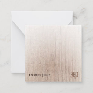 Kalligrafie Monogram Custom Wood Look Oud  Notitiekaartje