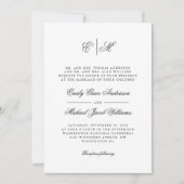 Kalligrafie Monogram Formele Zwart-witte bruiloft Kaart (Voorkant)