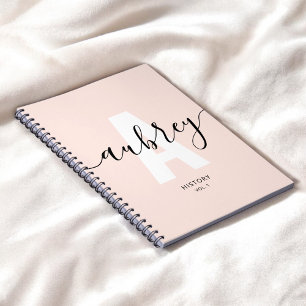 Kalligrafie Monogram Girly Blush Pink Notitieboek