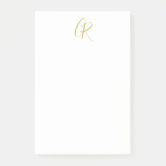 Kalligrafie Monogram Goud Kleur Eenvoudig Modern Post-it® Notes (Voorkant)