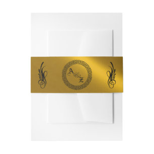 Kalligrafie Monogram - Goud Uitnodigingen Wikkel