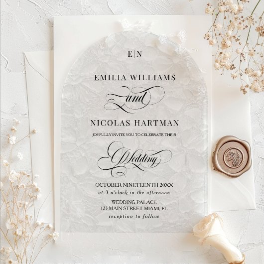 Kalligrafie Monogram Huwelijk Acryl Uitnodigingen