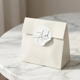 Kalligrafie Monogram Minimalistische bruiloft Ronde Sticker