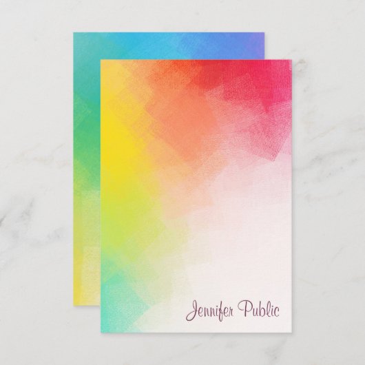 Kalligrafie Monogram Regenboog Kleuren Sjabloon (Voorkant / Achterkant)