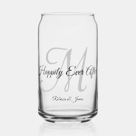 Kalligrafie monogram vrolijk ooit na feest blikvorm glas