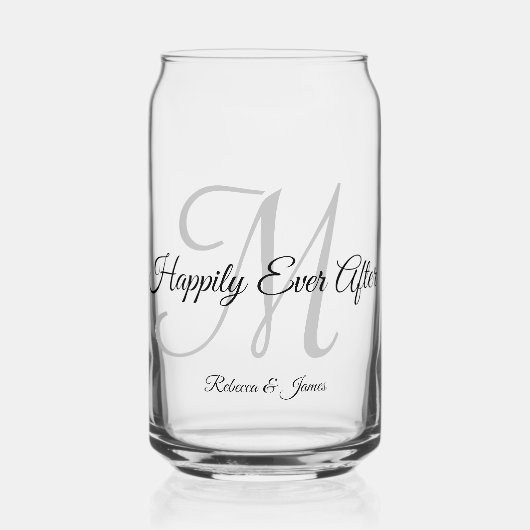 Kalligrafie monogram vrolijk ooit na feest blikvorm glas (Voorkant)