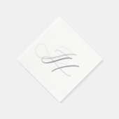 Kalligrafie Monogram Wit Grijs Plain Simple Servet (Hoek)