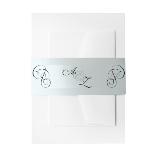 Kalligrafie Monogram - Zilver Uitnodigingen Wikkel (Voorkant Voorbeeld)