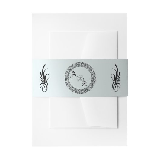 Kalligrafie Monogram - Zilver Uitnodigingen Wikkel (Voorkant Voorbeeld)