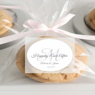 Kalligrafie Monogrammed Gelukkig Ooit Na Huwelijk Ronde Sticker