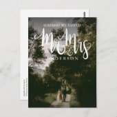 Kalligrafie Mr. Mrs Wedding Aankondiging Elopement Briefkaart (Voorkant / Achterkant)