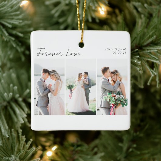 Kalligrafie Multi Photo Wedding Keramisch Ornament (Boom)