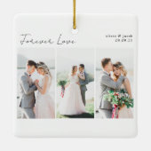 Kalligrafie Multi Photo Wedding Keramisch Ornament (Achterkant)
