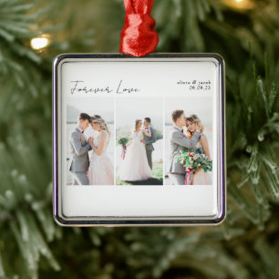 Kalligrafie Multi Photo Wedding Metalen Ornament