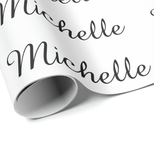 Kalligrafie Naam Creatief Trendy Wit Cadeaupapier (Rol Hoek)