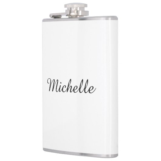 Kalligrafie Naam Creatief Trendy Wit Heupfles (Links)