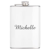 Kalligrafie Naam Creatief Trendy Wit Heupfles (Voorkant)