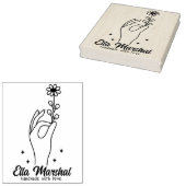 Kalligrafie Naam Elegant Handmade Daisy Business Rubberstempel (Gestempeld)