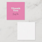 Kalligrafie Naam Elegant Pink Plain Dank u Informatiekaartje (Voorkant / Achterkant)