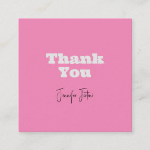 Kalligrafie Naam Elegant Pink Plain Dank u Informatiekaartje