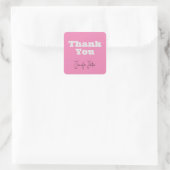 Kalligrafie Naam Elegant Pink Plain Dank u Vierkante Sticker (Tas)