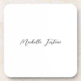 Kalligrafie Naam Elegant Plain Minimalist Bier Onderzetter
