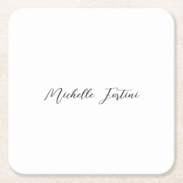 Kalligrafie Naam Elegant Plain Minimalist Kartonnen Onderzetters