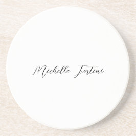 Kalligrafie Naam Elegant Plain Minimalist Zandsteen Onderzetter