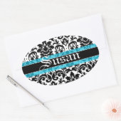 Kalligrafie naam kunst damast patroon ovale sticker (Envelop)