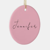 Kalligrafie naam professionele effen roze rosé gou keramisch ornament (Rechts)