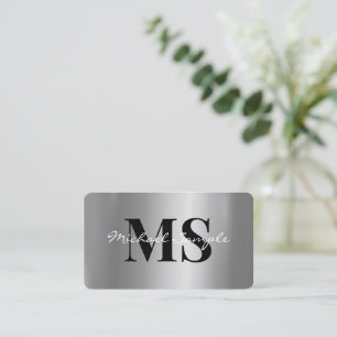 Kalligrafie Naam QR Code Script Luxe Zilver Visitekaartje