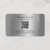 Kalligrafie Naam QR Code Script Luxe Zilver Visitekaartje (Achterkant)