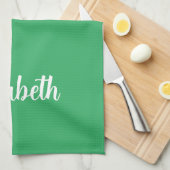 Kalligrafie Naam Sjabloon Sage Groene Effen Kleur Theedoek (Quarter Fold)